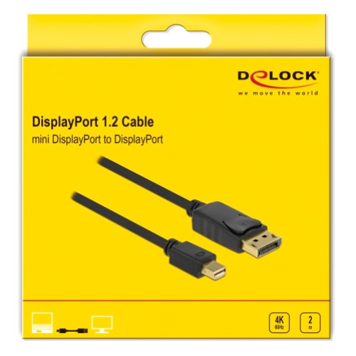 DELOCK DELOCK καλώδιο mini DisplayPort σε DisplayPort 82438, 4K/60Hz, 2m, μαύρο