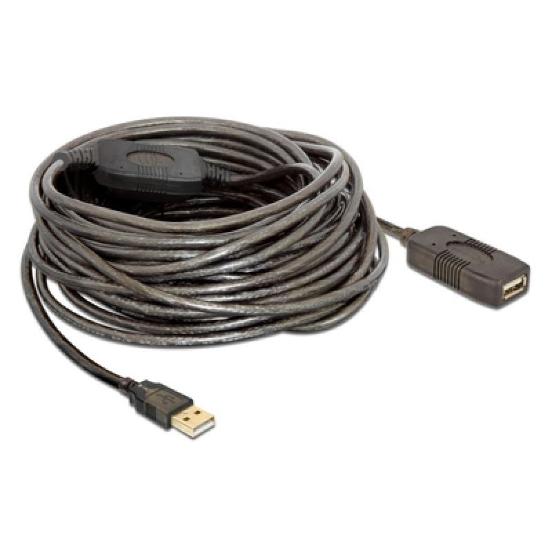 DELOCK DELOCK καλώδιο USB 2.0 αρσενικό σε θηλυκό 82689, active, 15m, μαύρο
