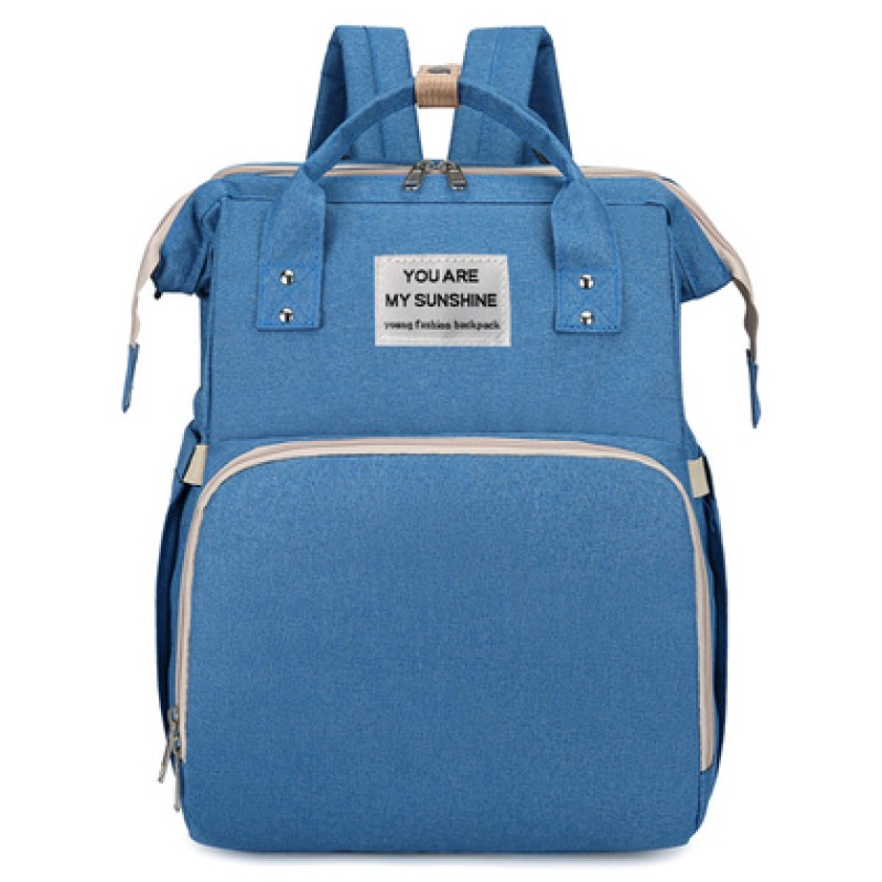 UNBRANDED 2 in 1 τσάντα πλάτης και παιδικό κρεβατάκι TMV-0052, αδιάβροχη, μπλε