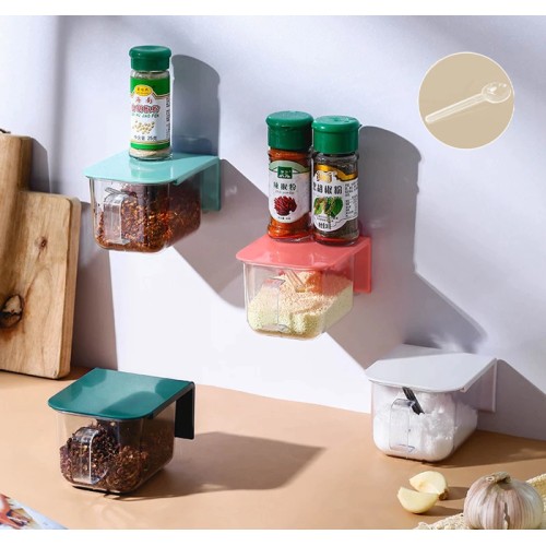 UNBRANDED Δοχείο αποθήκευσης μπαχαρικών HUH-0053, με κουταλάκι, 420ml, γαλάζιο