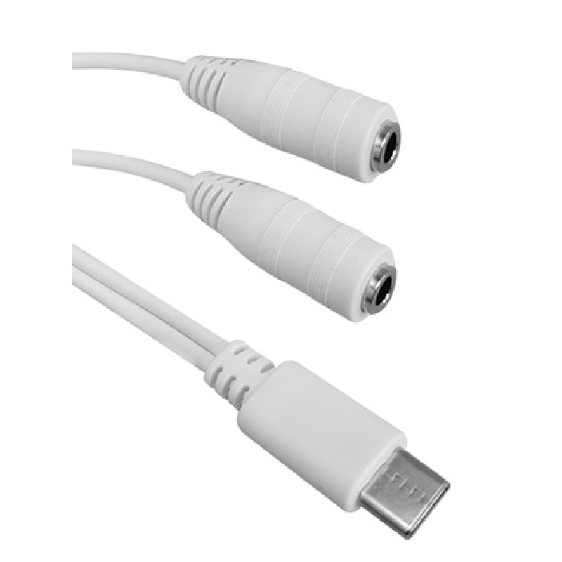 Powertech POWERTECH καλώδιο USB-C σε 2x 3.5mm CAB-UC055, 0.20m, λευκό