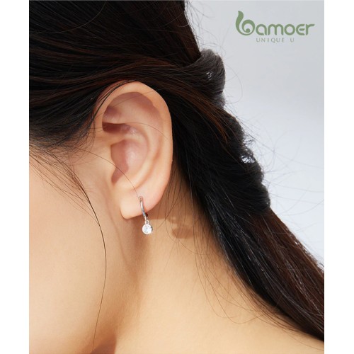 BAMOER BAMOER σκουλαρίκια κρίκος SCE830 με κυβική ζιρκόνια, ασήμι 925, ασημί