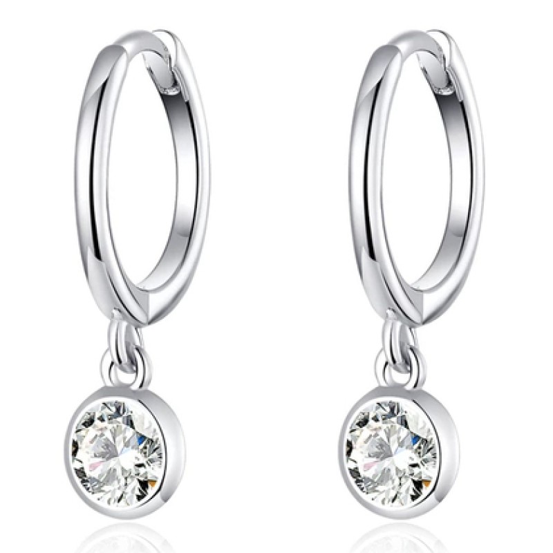 BAMOER BAMOER σκουλαρίκια κρίκος SCE830 με κυβική ζιρκόνια, ασήμι 925, ασημί