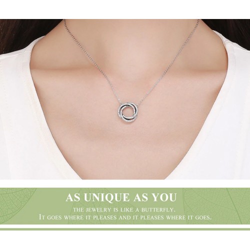 BAMOER BAMOER κολιέ SCN259 με κυβική ζιρκόνια, ασήμι 925, ασημί