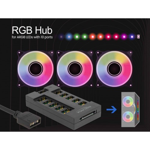 DELOCK DELOCK RGB hub 64128 για ARGB LEDs, 10 θύρες, μαύρο
