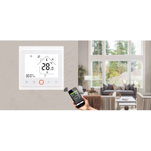 UNBRANDED Smart θερμοστάτης πετρελαίου BHT-002-GBLWDB, dual band WiFi, χωνευτός, λευκός