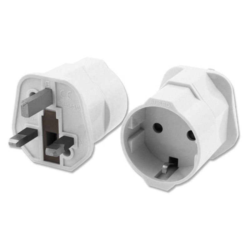 Powertech POWERTECH αντάπτορας ρεύματος PT-991, UK σε German type, 13A, λευκός