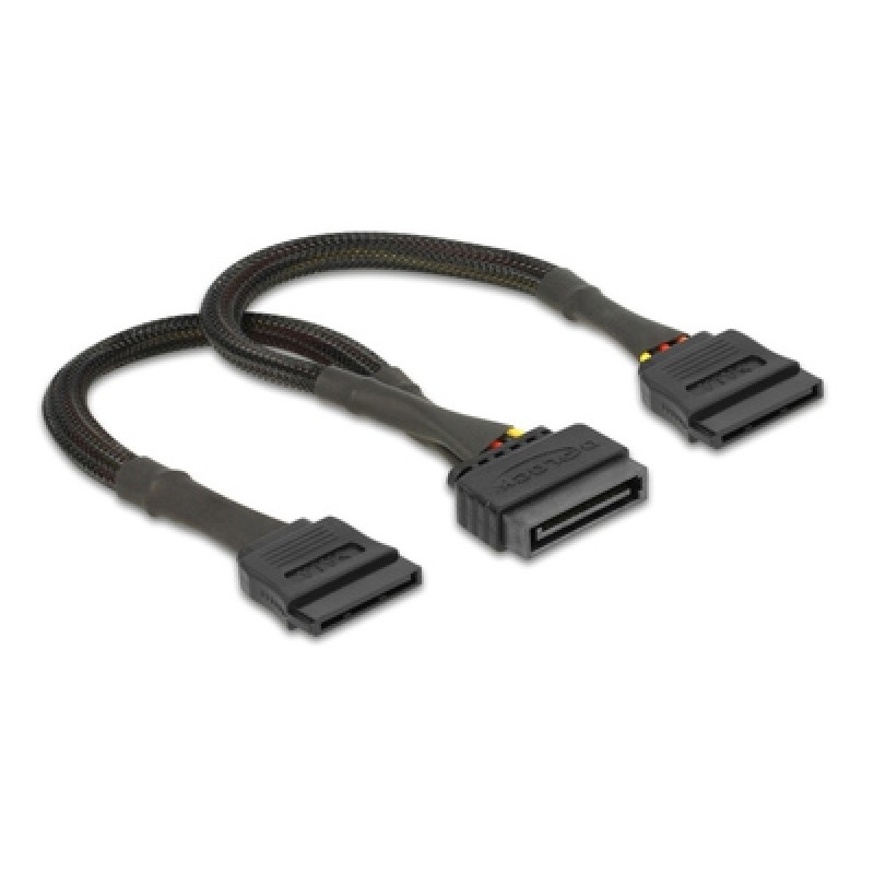 DELOCK DELOCK καλώδιο SATA 15pin σε 2x SATA 15pin 60135, 0.25m, μαύρο
