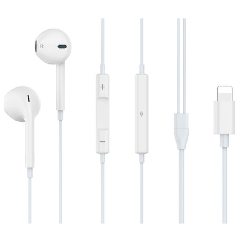 CELEBRAT CELEBRAT earphones με μικρόφωνο G17, Lightning, Φ14mm, 1.2m, λευκά