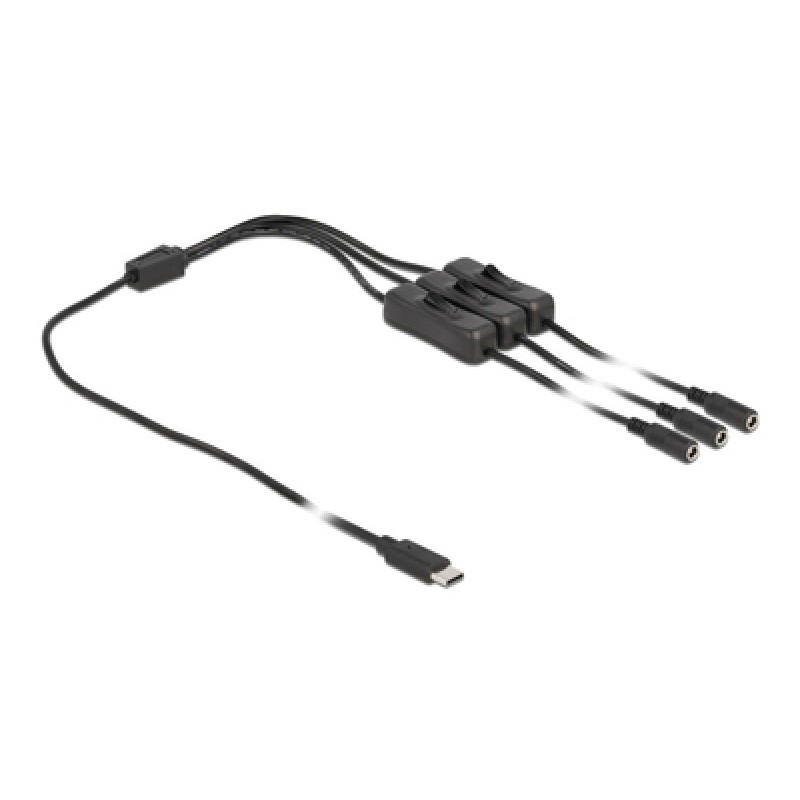 DELOCK DELOCK καλώδιο USB Type-C σε 3x DC 5.5 x 2.1mm 86801, 1m, μαύρο