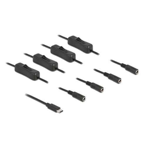 DELOCK DELOCK καλώδιο USB Type-C σε 4x DC 5.5 x 2.1mm 86802, 1m, μαύρο