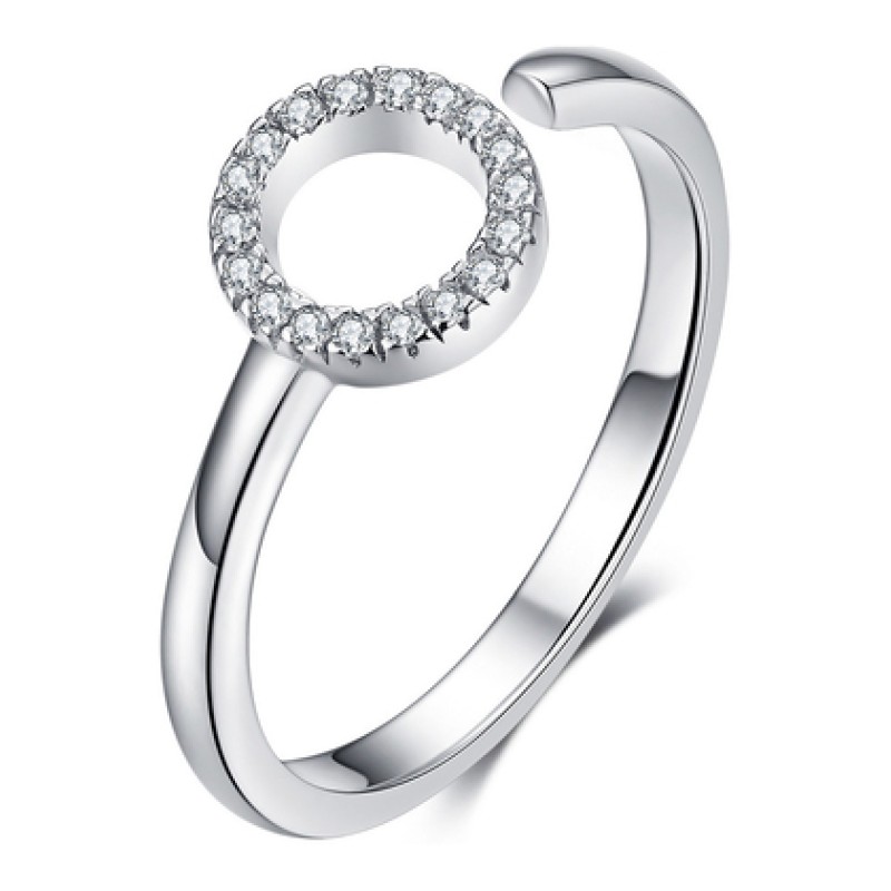 BAMOER BAMOER δαχτυλίδι SCR545 με κυβική ζιρκόνια, ανοιγόμενο, ασήμι 925, ασημί