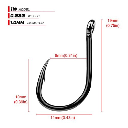 UNBRANDED Αγκίστρια ψαρέματος FH080-N12-100JZ, με θήκη, No12, 100τμχ