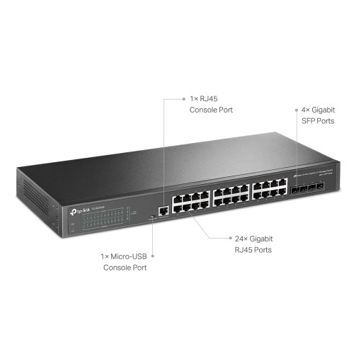 TP-Link TP-LINK L2+ managed switch TL-SG3428, 24-Port Gigabit, 4x SFP, Ver. 2.0