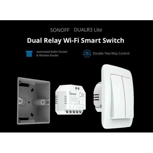 SONOFF SONOFF smart διακόπτης DUALR3 Lite, 2-Gang, Wi-Fi, 15A, λευκός