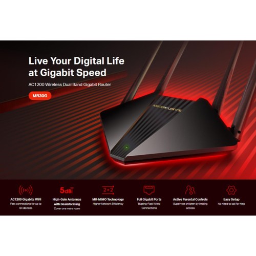 MERCUSYS MERCUSYS wireless Gigabit router MR30G, Wi-Fi 1200Mbps AC1200, Ver. 1.0