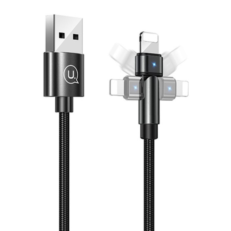 USAMS USAMS καλώδιο Lightning σε USB US-SJ476, περιστρεφόμενο, 2.1A, 1m, μαύρο
