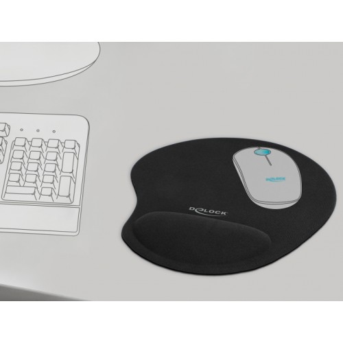 DELOCK DELOCK mousepad 12040 με gel στήριγμα καρπού, 230 x 202mm, μαύρο