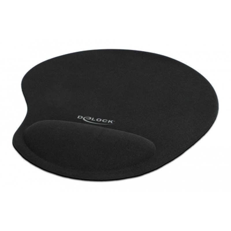 DELOCK DELOCK mousepad 12040 με gel στήριγμα καρπού, 230 x 202mm, μαύρο