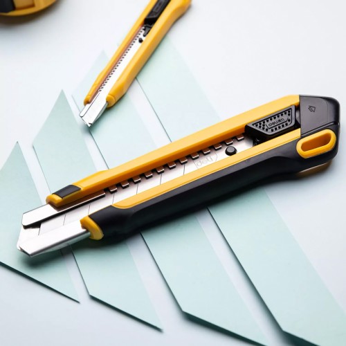 DELI DELI πλαστικό κοπίδι με ασφάλεια DL025, 25mm, κίτρινο