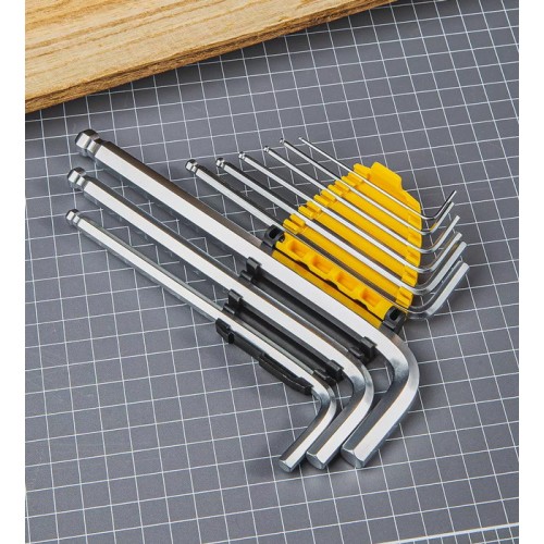 DELI DELI σετ κλειδιά Allen DL3088 με μακρύ βραχίονα, 1.5-10mm, Cr-V, 9τμχ