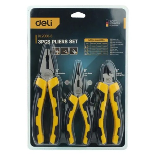 DELI DELI σετ πένσες DL2008-3 με αντιολισθητικές λαβές, 20.5/17.5/17cm, 3τμχ