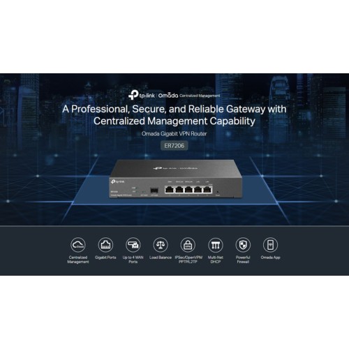 TP-Link TP-LINK Gigabit VPN Router ER7206, 5x Gigabit & 1x SFP port, Ver. 1.0