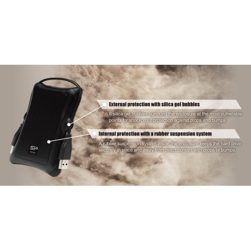 SILICON POWER SILICON POWER εξωτερικός HDD Armor A30, 1TB, USB 3.2, μαύρος