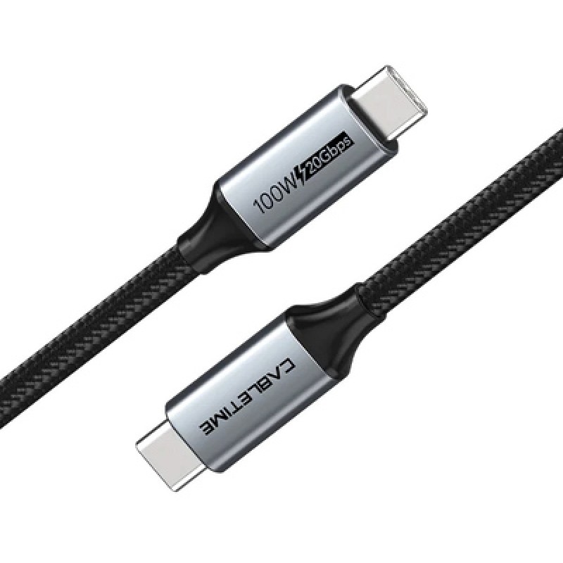 CABLETIME CABLETIME καλώδιο USB-C CT-CMCM2, USB 3.1, 100W, 20Gbps, 4K, 1.5m, μαύρο