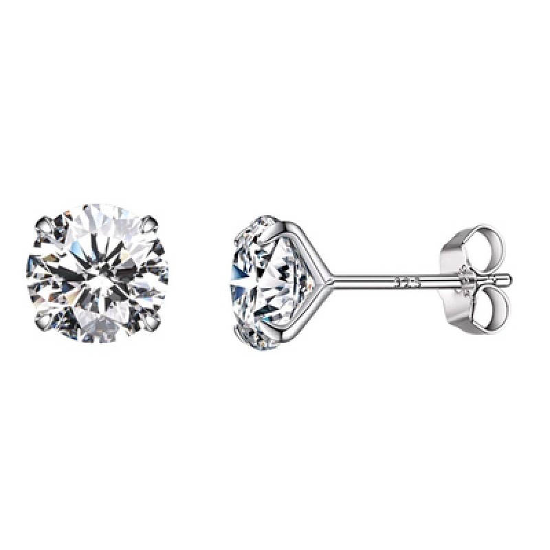 BAMOER BAMOER σκουλαρίκια καρφωτά BSE166 με κυβική ζιρκόνια, 6mm, ασήμι 925