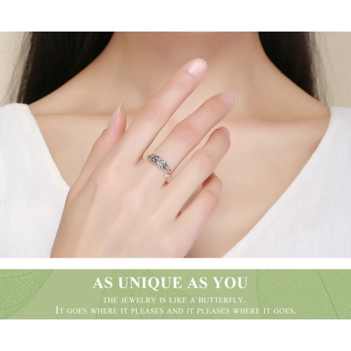 BAMOER BAMOER δαχτυλίδι SCR313, κυβική ζιρκόνια, ανοιγόμενο, ασήμι 925, ασημί