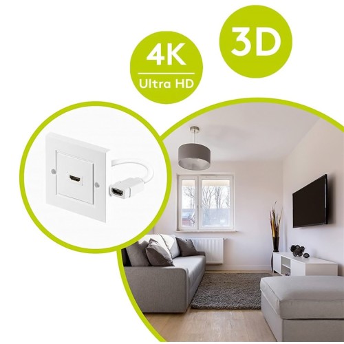 GOOBAY GOOBAY πρίζα τοίχου HDMI 51722, gold-plated, 4K, λευκή