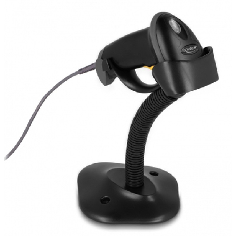DELOCK DELOCK USB barcode scanner 1D 90584, με καλώδιο σύνδεσης & βάση, μαύρο