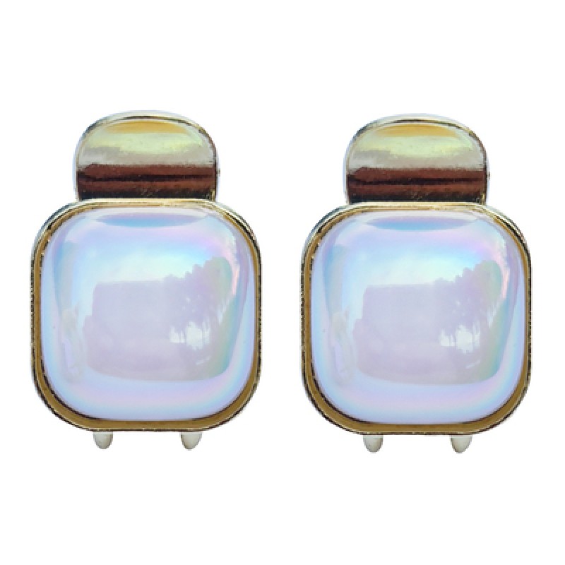 ROXXANI ROXXANI κλιπ μαλλιών RXN-0006 με τετράγωνη οπάλ πέτρα, χρυσό, 2τμχ