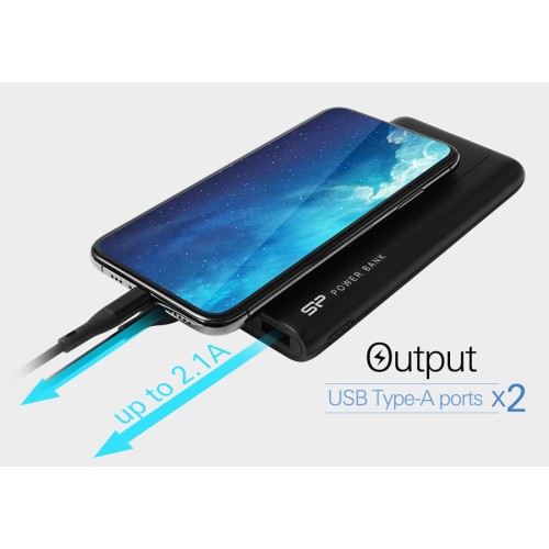 SILICON POWER SILICON POWER power bank GP15, 10000mAh, 2x USB output, 2.1A, μαύρο