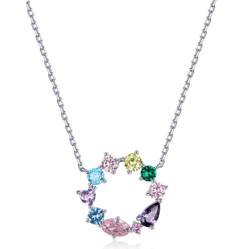 BAMOER BAMOER κολιέ BSN178 με κυβική ζιρκόνια, ασήμι 925, ασημί