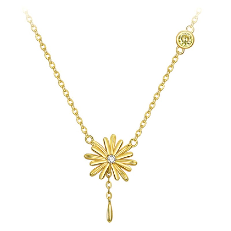 BAMOER BAMOER κολιέ CHN022 με κυβική ζιρκόνια, ασήμι 925, χρυσό