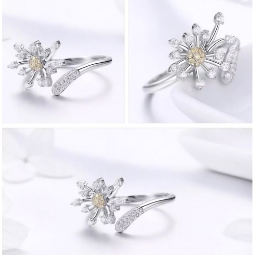 BAMOER BAMOER δαχτυλίδι SCR471 με κυβική ζιρκόνια, ανοιγόμενο, ασήμι 925, ασημί