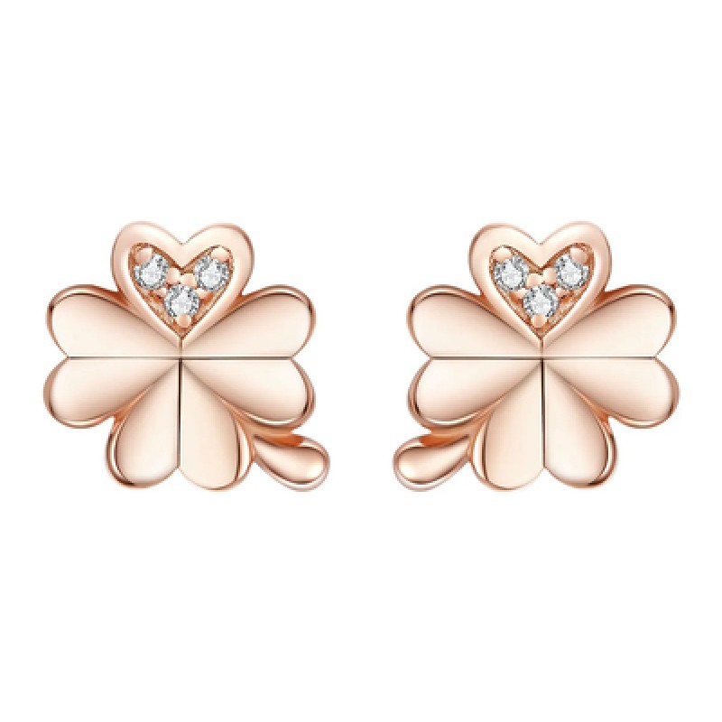 BAMOER BAMOER σκουλαρίκια καρφωτά BSE233, κυβική ζιρκόνια, ασήμι 925, ροζ χρυσό