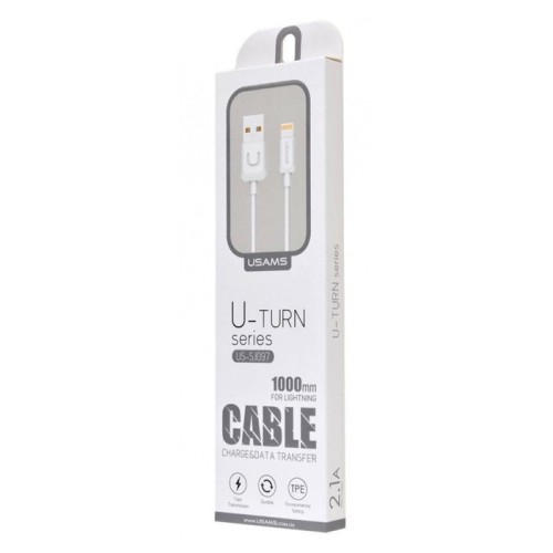 USAMS USAMS καλώδιο Lightning σε USB US-SJ097, 2.1A, 1m, λευκό