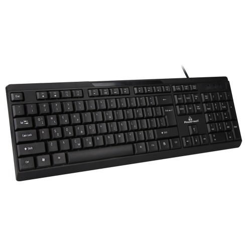 Powertech POWERTECH πληκτρολόγιο PT-1069, ενσύρματο, multimedia, EN/GR, μαύρο