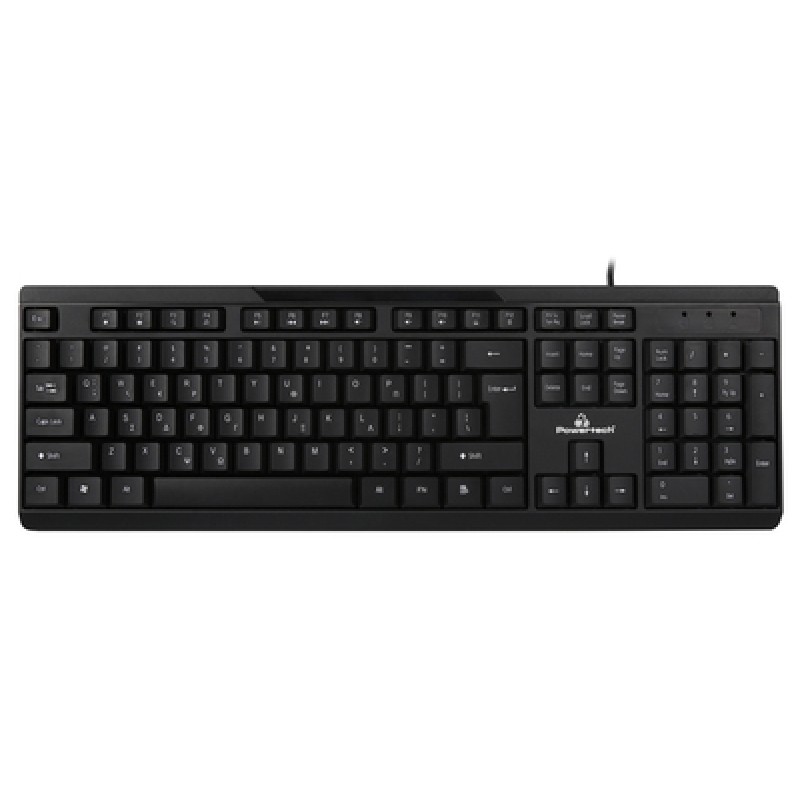 Powertech POWERTECH πληκτρολόγιο PT-1069, ενσύρματο, multimedia, EN/GR, μαύρο