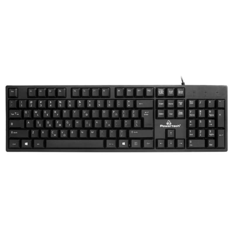 Powertech POWERTECH πληκτρολόγιο PT-1074, ενσύρματο, EN/GR, μαύρο