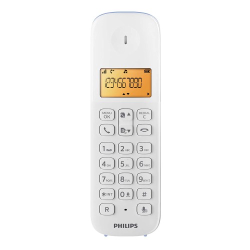 Philips PHILIPS ασύρματο τηλέφωνο D1601S-34, με ελληνικό μενού, λευκό-μπλε