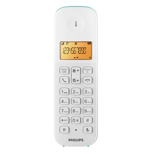 Philips PHILIPS ασύρματο τηλέφωνο D1601T-34, με ελληνικό μενού, λευκό-πράσινο