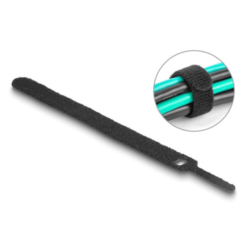 DELOCK DELOCK δεματικά καλωδίων 19010, τύπου velcro, 12x150mm, μαύρα, 10τμχ