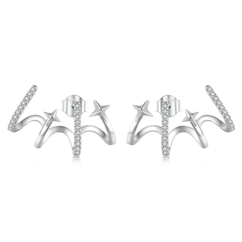 BAMOER BAMOER σκουλαρίκια καρφωτά YIE223 με κυβική ζιρκόνια, ασήμι 925, ασημί