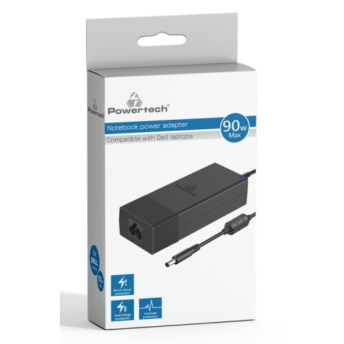 Powertech POWERTECH φορτιστής laptop PT-1083 για Dell, 90W, 1.2m, μαύρος