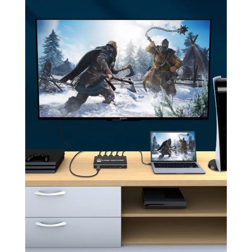 UNBRANDED HDMI switch CAB-H149 με τηλεχειριστήριο, 4 σε 1, 8K/60Hz, μαύρο
