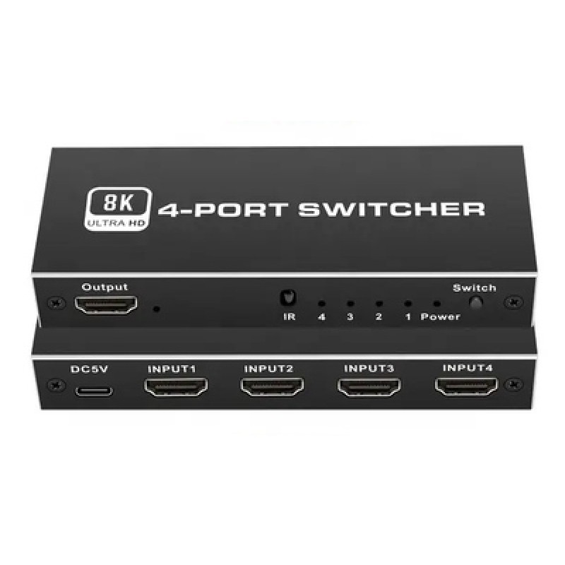 UNBRANDED HDMI switch CAB-H149 με τηλεχειριστήριο, 4 σε 1, 8K/60Hz, μαύρο
